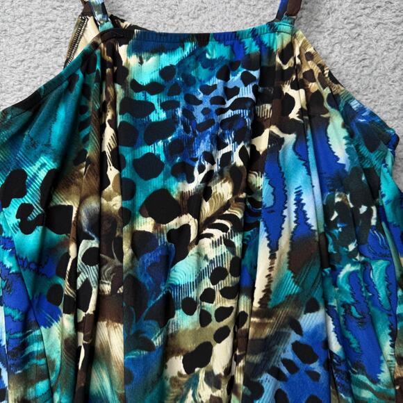 Blue Cheetah Print Swim Top Women's Size 12 Tankini Top - Picture 6 of 9